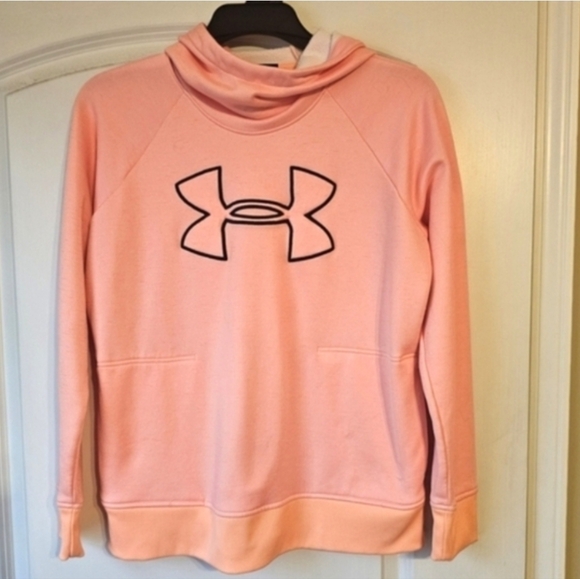 Under Armour Tops - Under Armour Pink Hoodie with Black Logo